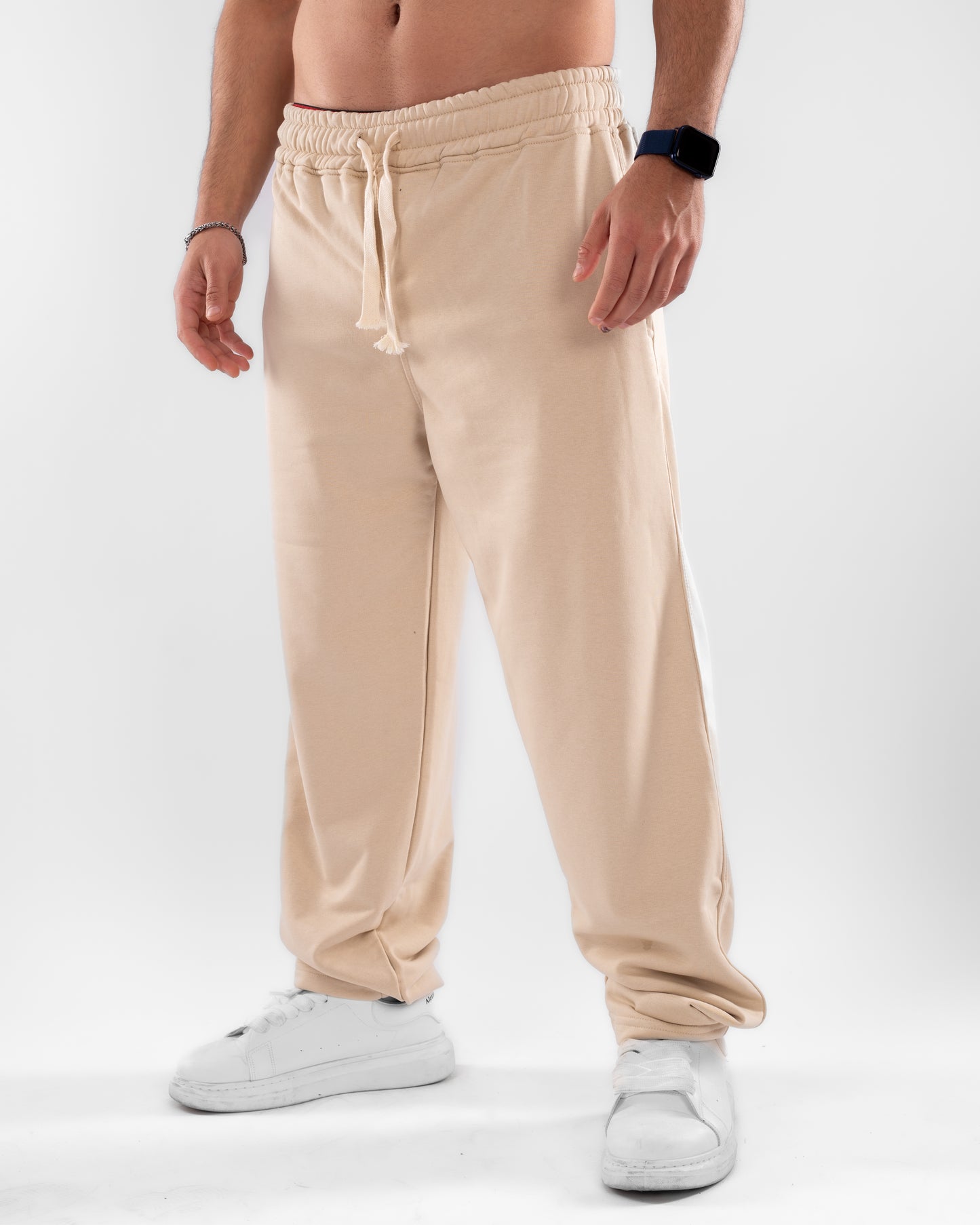 Beige Wide Leg Unisex Sweatpants