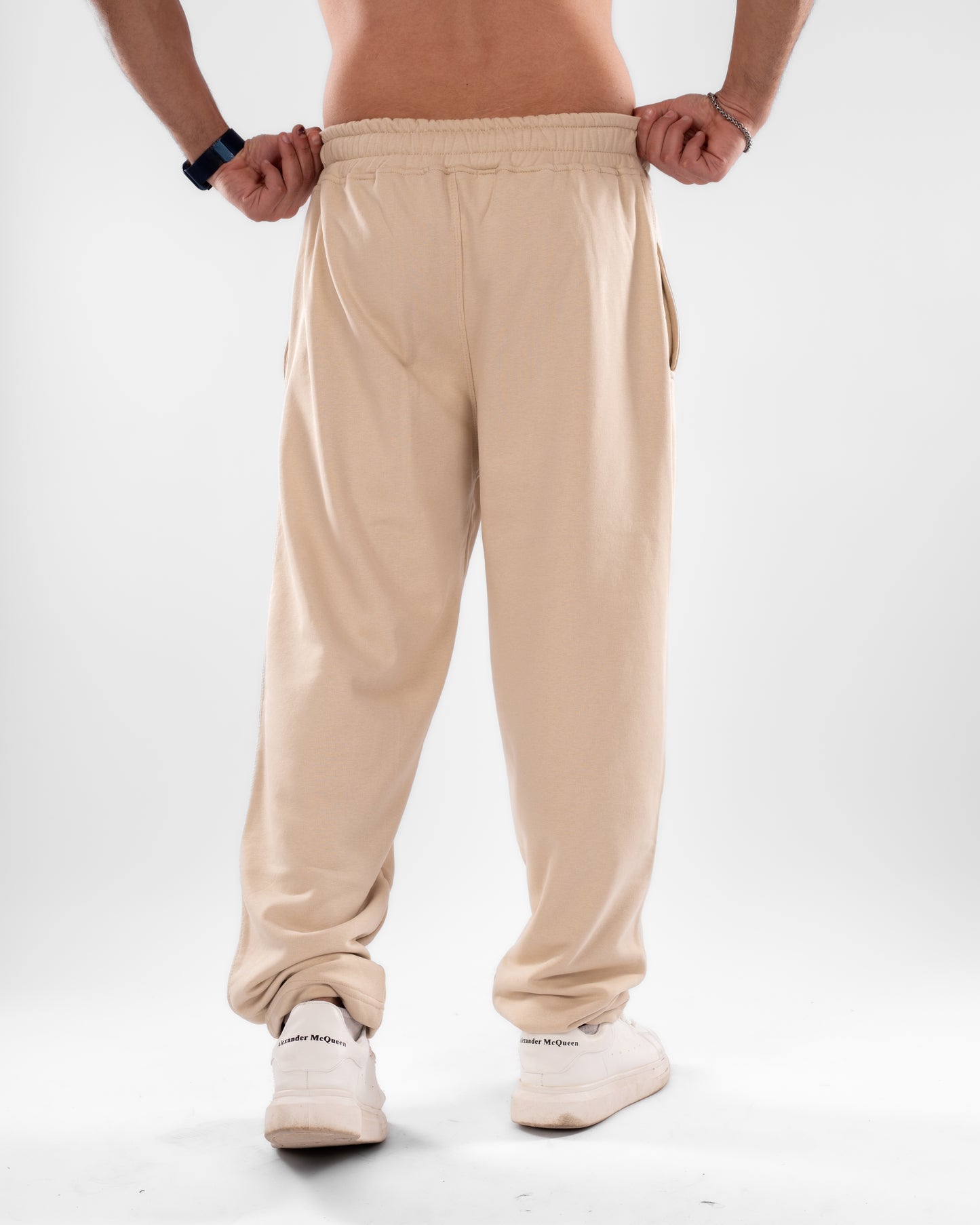 Beige Wide Leg Unisex Sweatpants