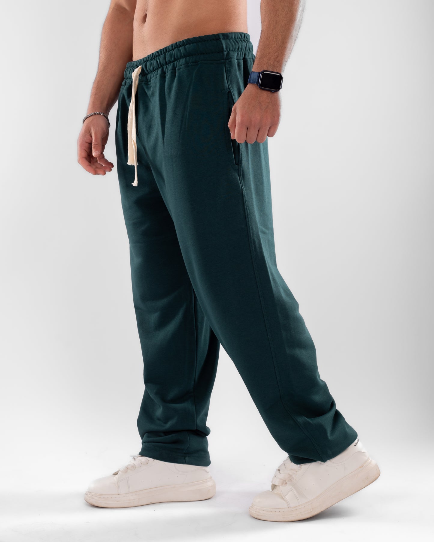 Deep Green Wide Leg Unisex Sweatpants