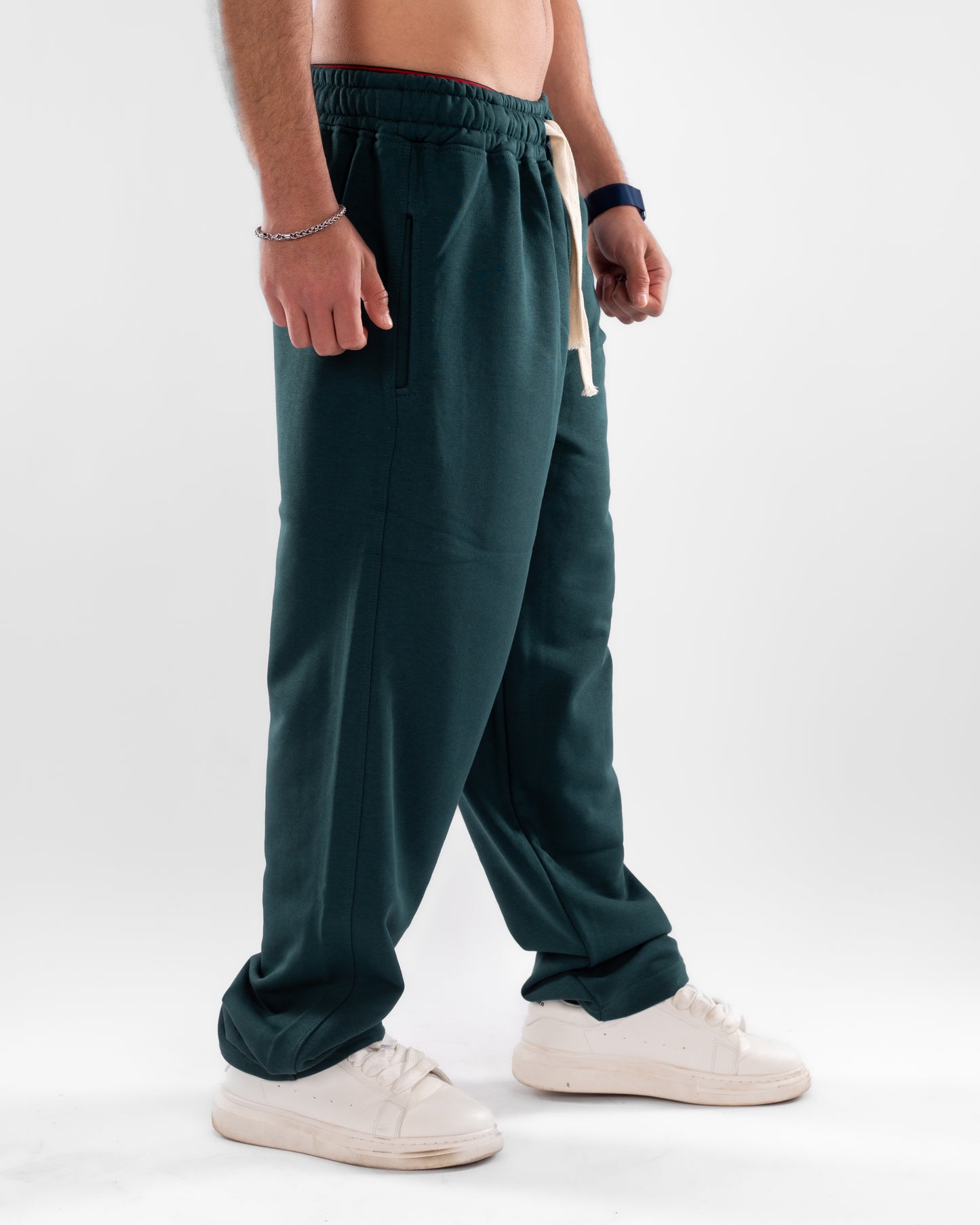 Deep Green Wide Leg Unisex Sweatpants