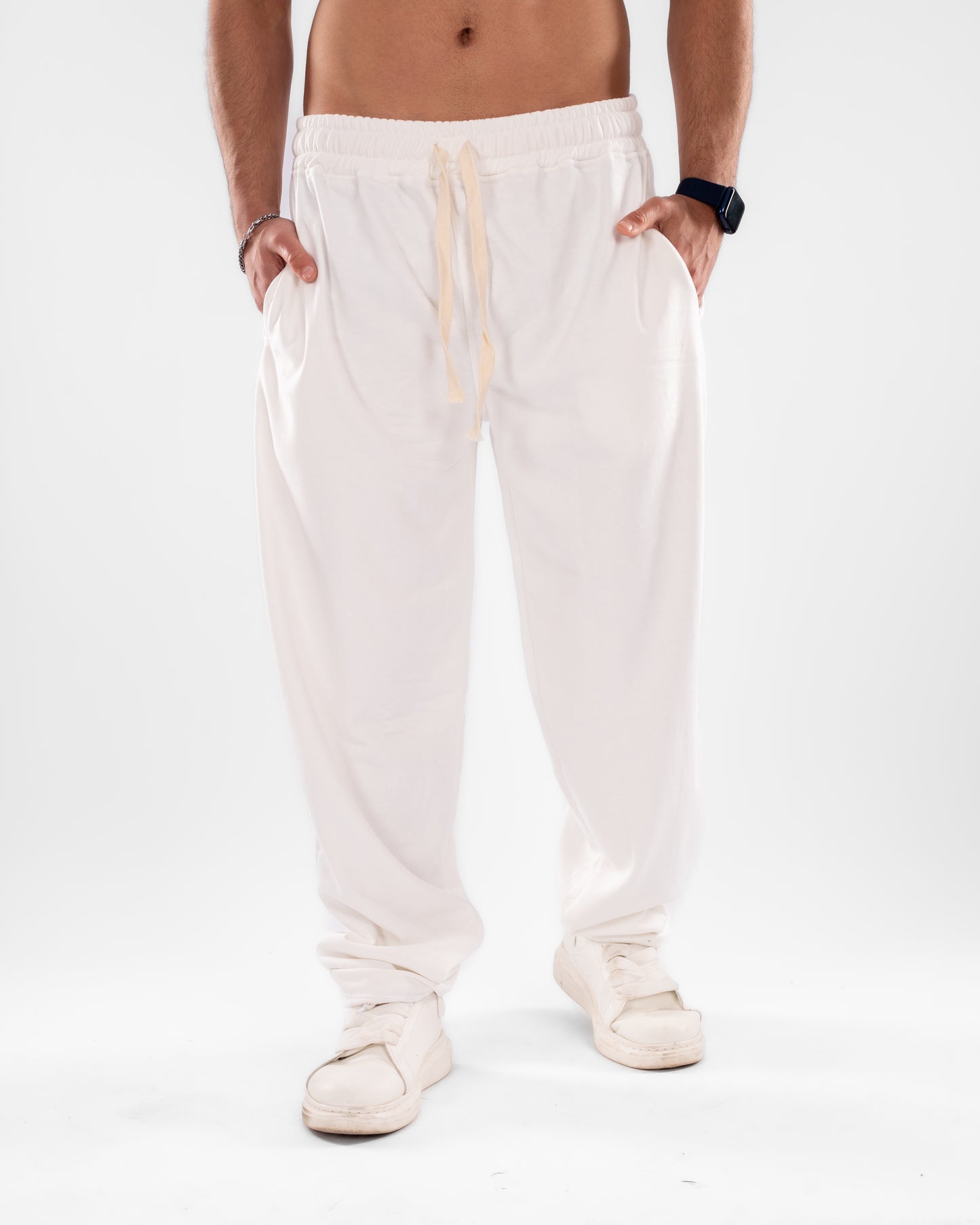 White Wide Leg Unisex Sweatpants
